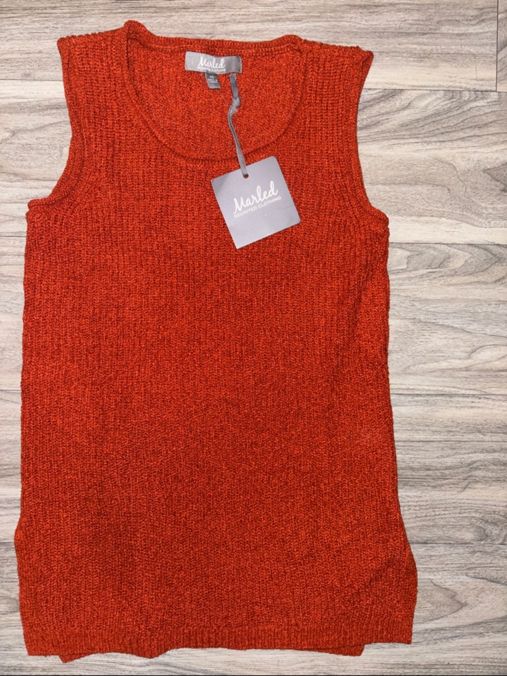 Marled Ribbed Knit Tank in Deep Orange - Picture 4 of 4
